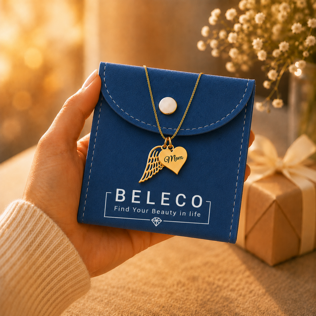 Heart Name Necklace with Angel Wing - Memorial Necklace