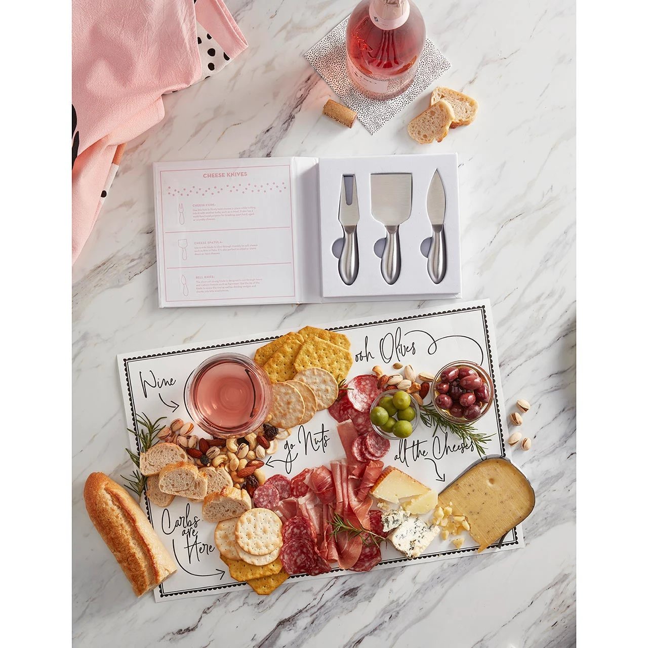 Cheese Knife Gift Set in Book Style Packaging | 3 Piece Gourmet Cheese Knives Set In Gift Box by The Bullish Store