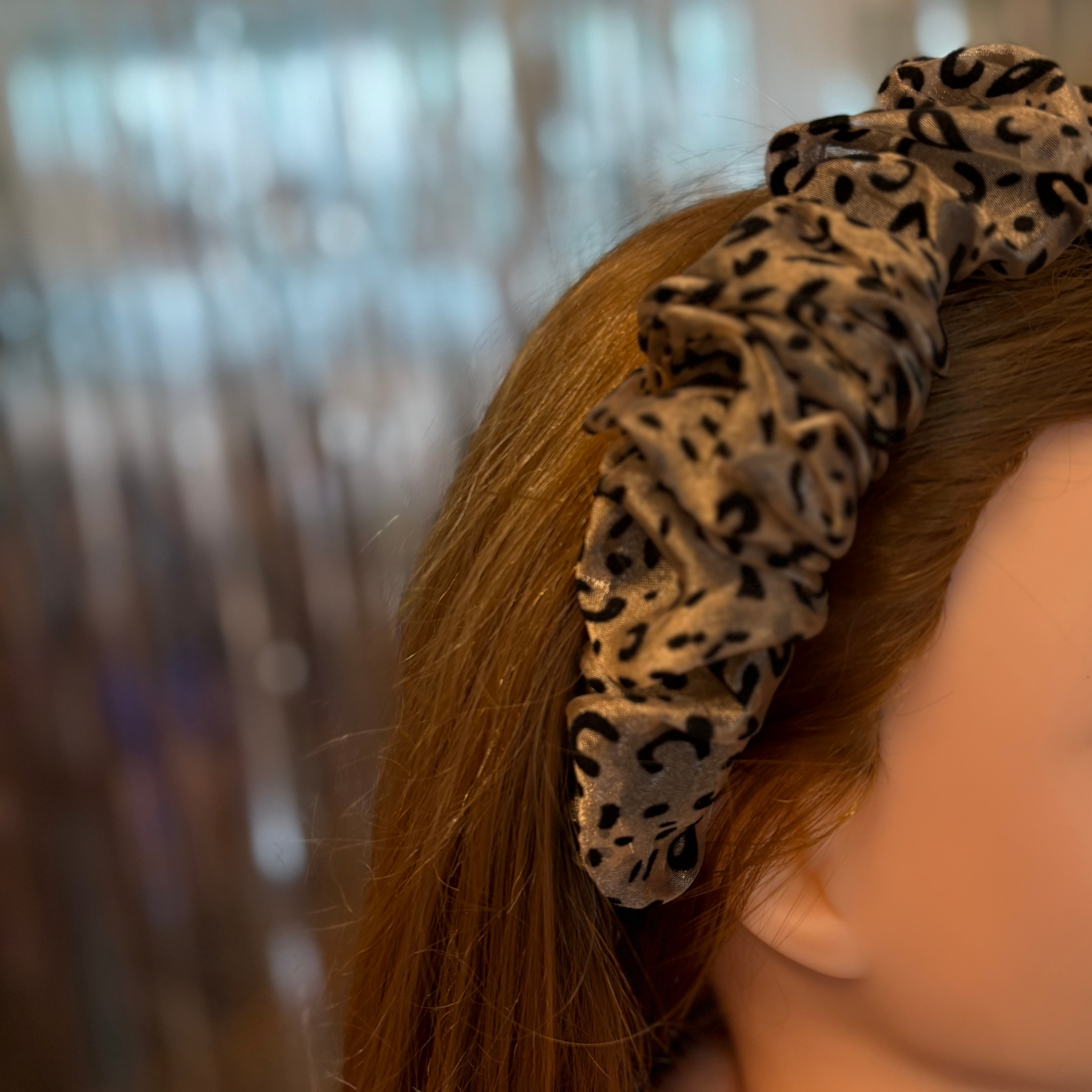 Cheetah Crinkly Chiffon Headband | Poly Satin Animal Print Headpiece Hair Accessory