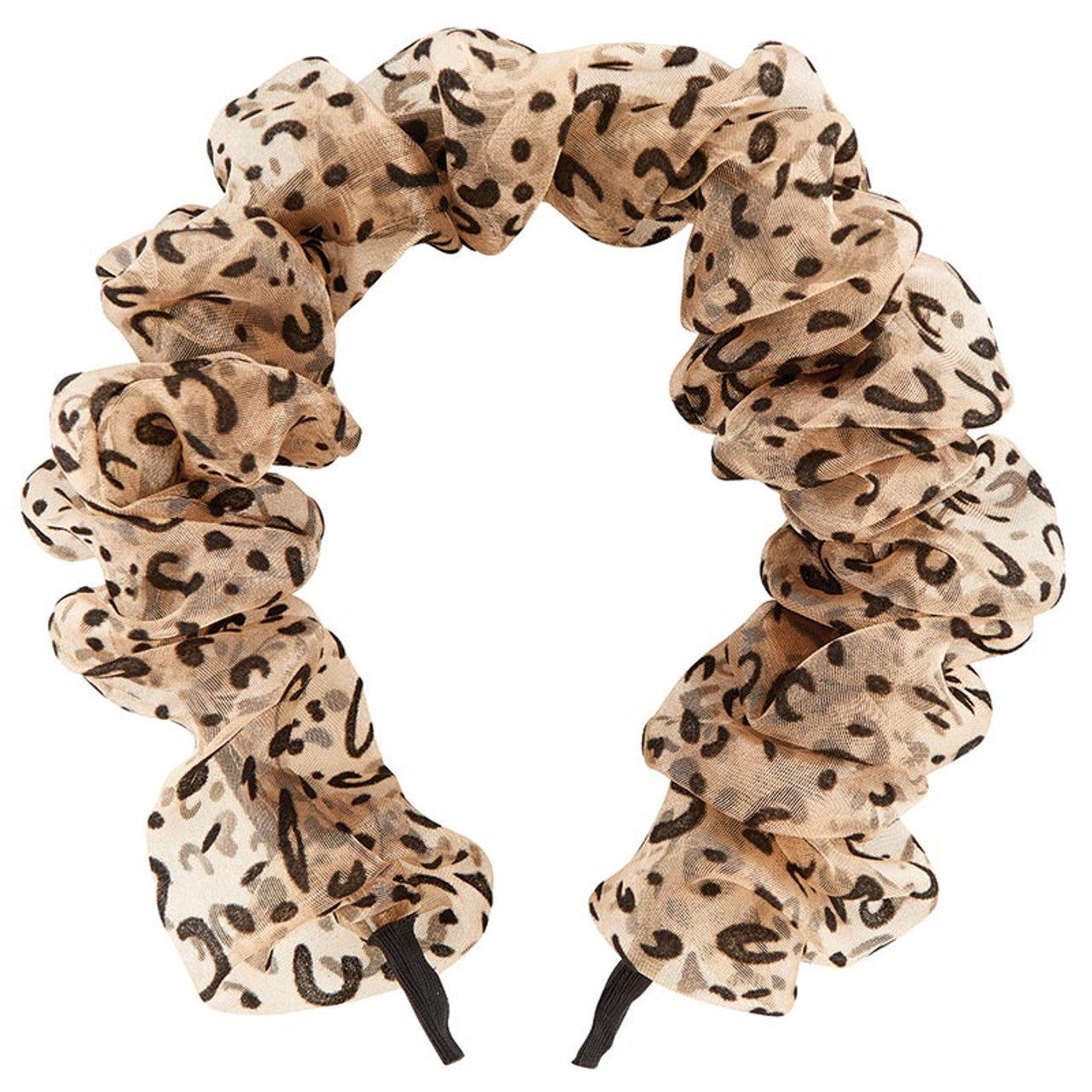 Cheetah Crinkly Chiffon Headband | Poly Satin Animal Print Headpiece Hair Accessory