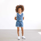 Girls' Denim Cherry Vest & Short 2pc Set
