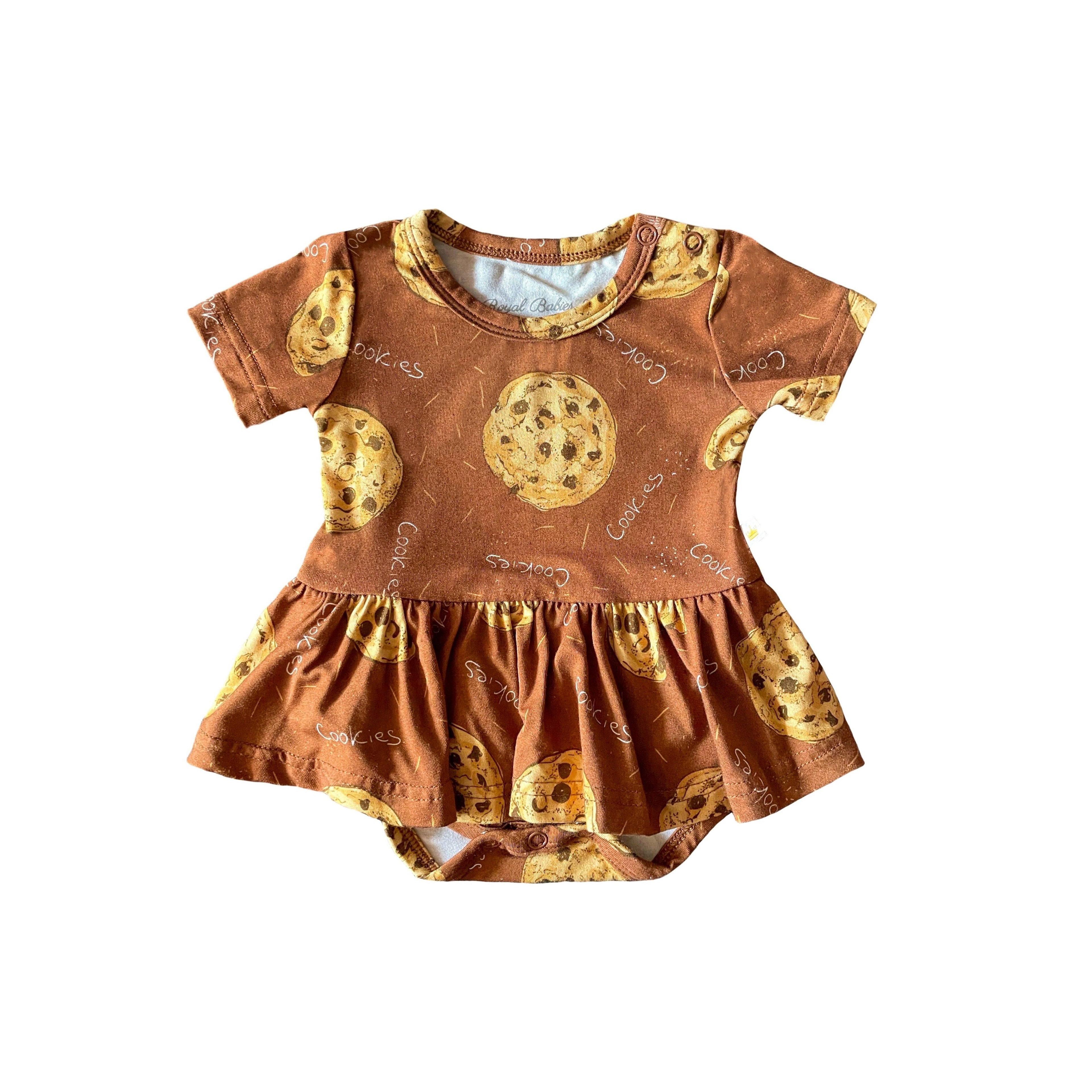 Chocolate Chip Cookies Short Sleeve Baby Bodysuit Twirl Dress