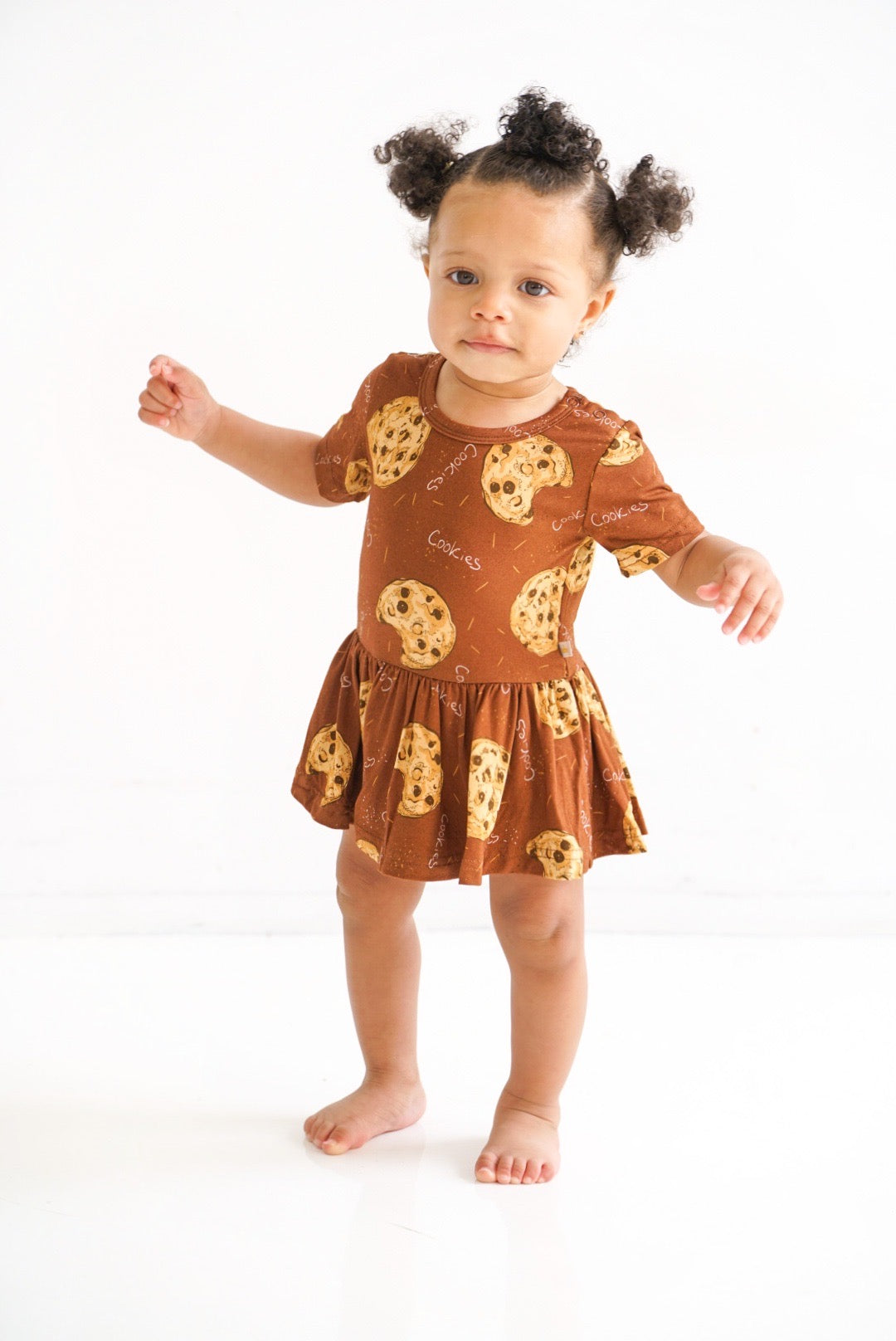 Chocolate Chip Cookies Short Sleeve Baby Bodysuit Twirl Dress