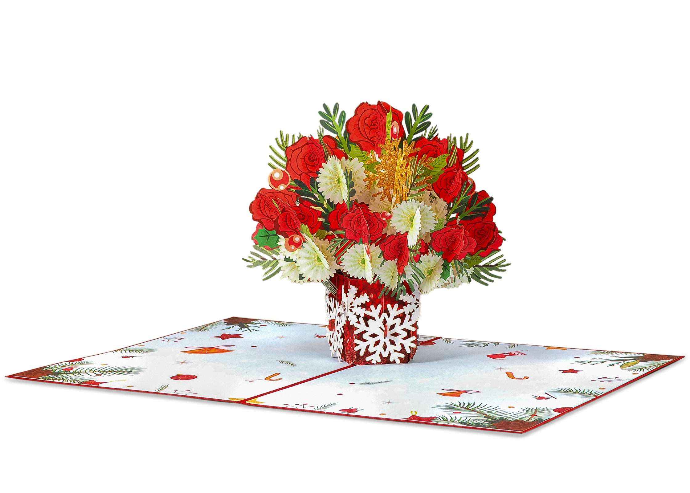 Christmas Flowers Pop Up Card