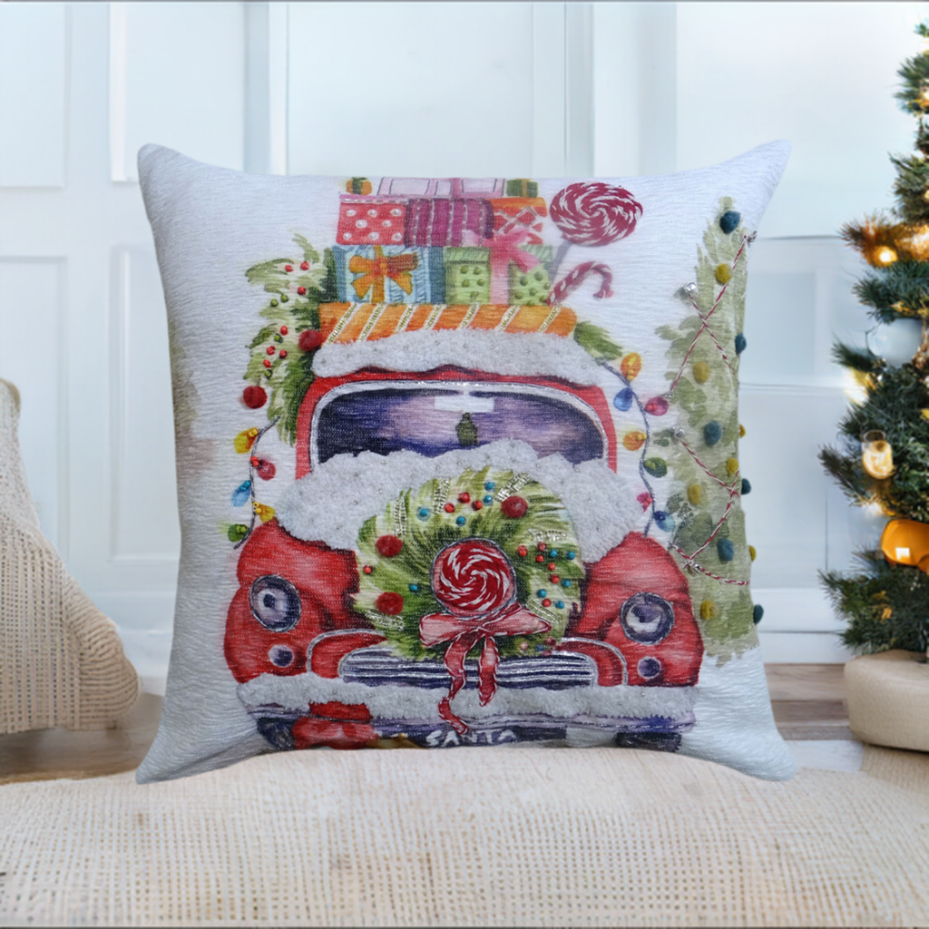 Christmas Embroidered Throw Pillow 20" x 20"