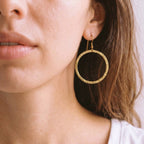 Sura Brass Circular Drop Hoop Earrings for Women