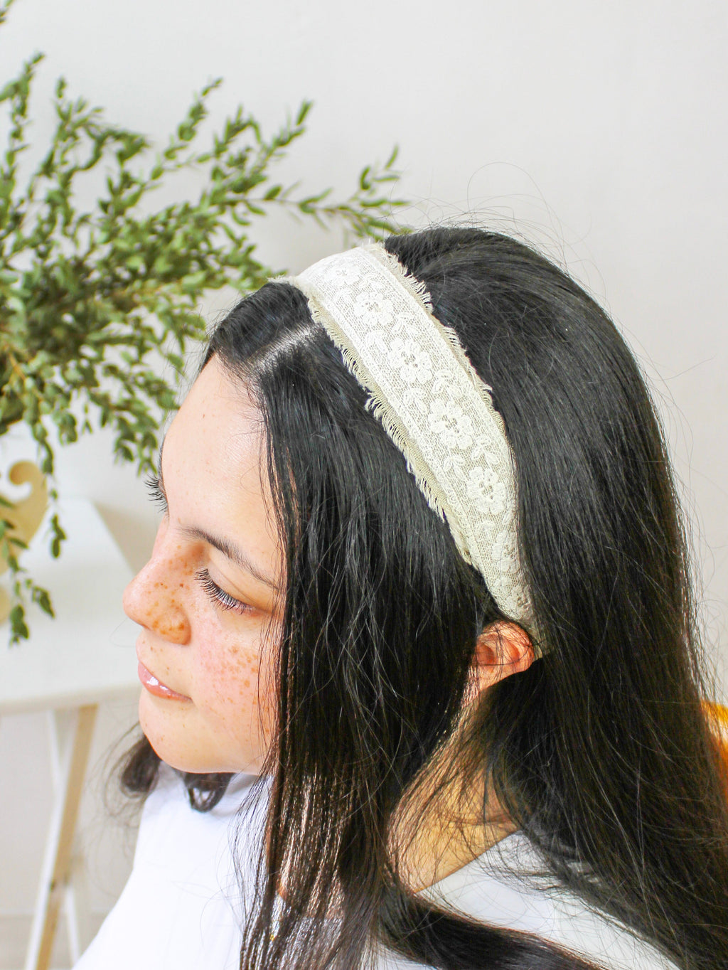 Clara Lace and Linen Headband