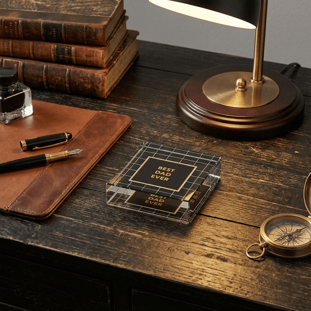 Classic Dad Gift! Best Dad Ever 3"x3" Paperweight in Gift Box