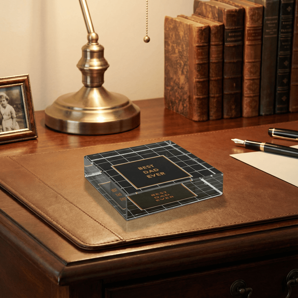 Classic Dad Gift! Best Dad Ever 3"x3" Paperweight in Gift Box