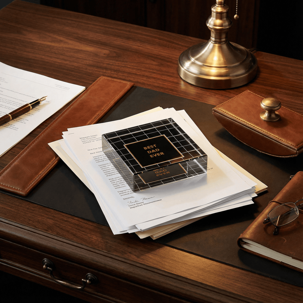 Classic Dad Gift! Best Dad Ever 3"x3" Paperweight in Gift Box