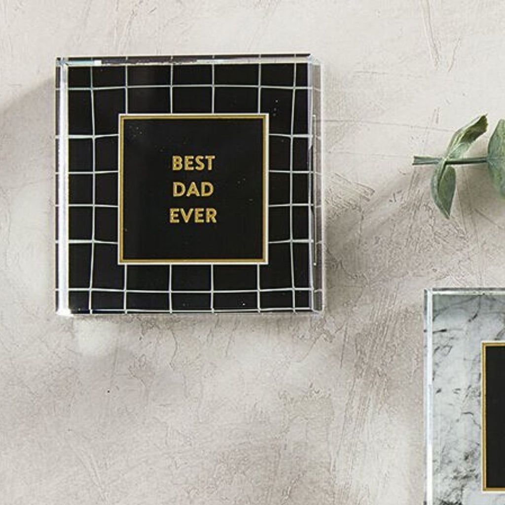 Classic Dad Gift! Best Dad Ever 3"x3" Paperweight in Gift Box