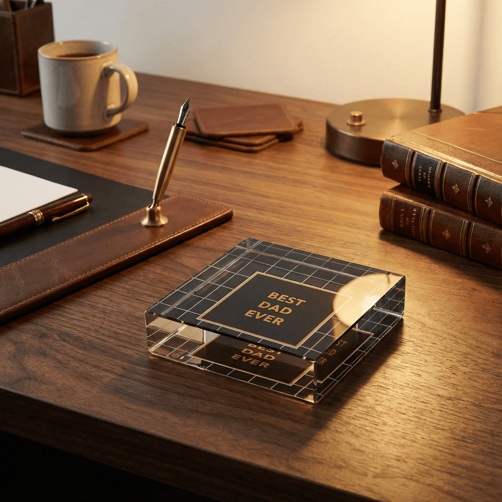 Classic Dad Gift! Best Dad Ever 3"x3" Paperweight in Gift Box