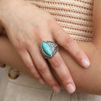 Classic Marquise Adjustable Turquoise Ring | Western Inspired Diamond Shaped Fashion Jewelry by The Bullish Store