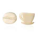 Coffee Cup & Bean Earrings in Rose Gold or Silver
