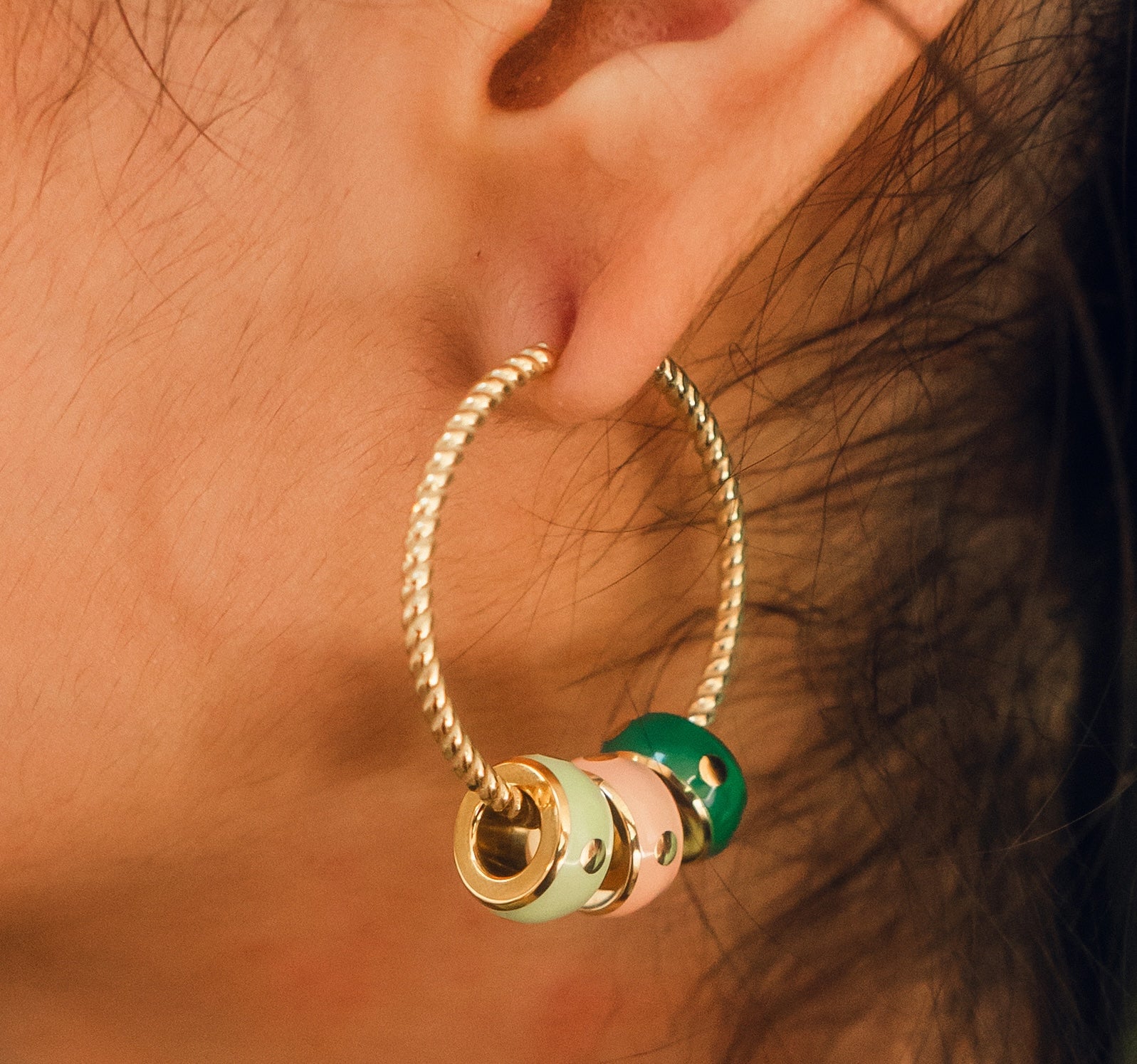 Color Pop Chunky Huggie Hoop Charms