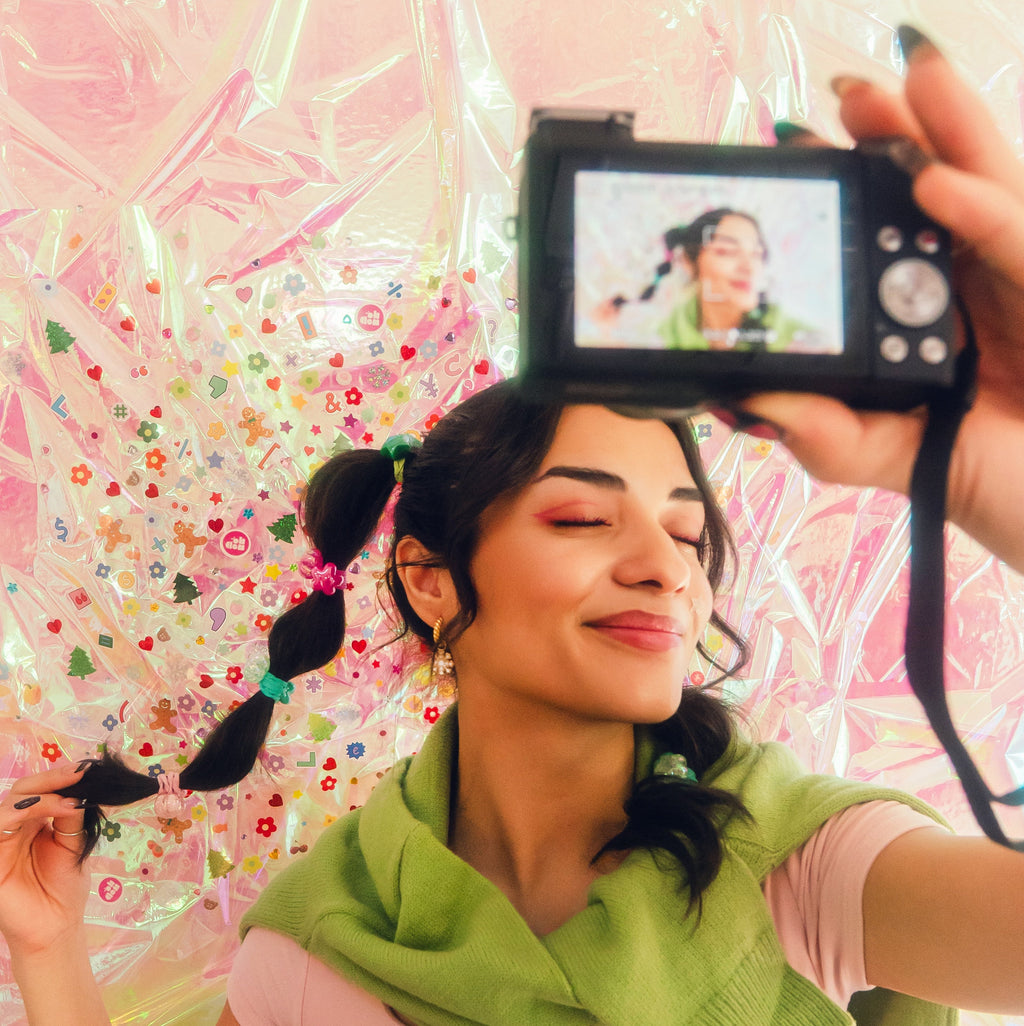 Pearlescent Snowflake Chunky Huggie Hoop Charms