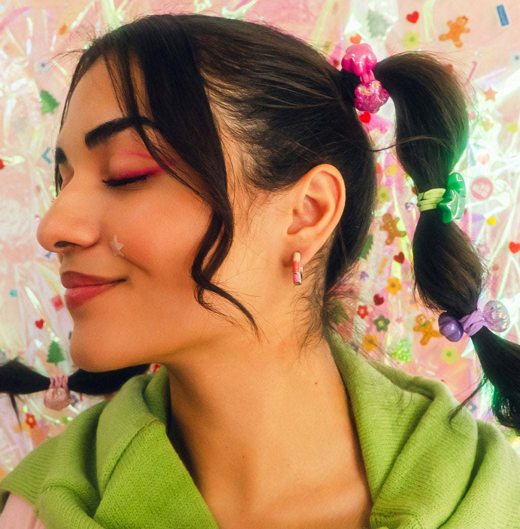 Color Block Chunky Rounded Huggie Hoop Earrings