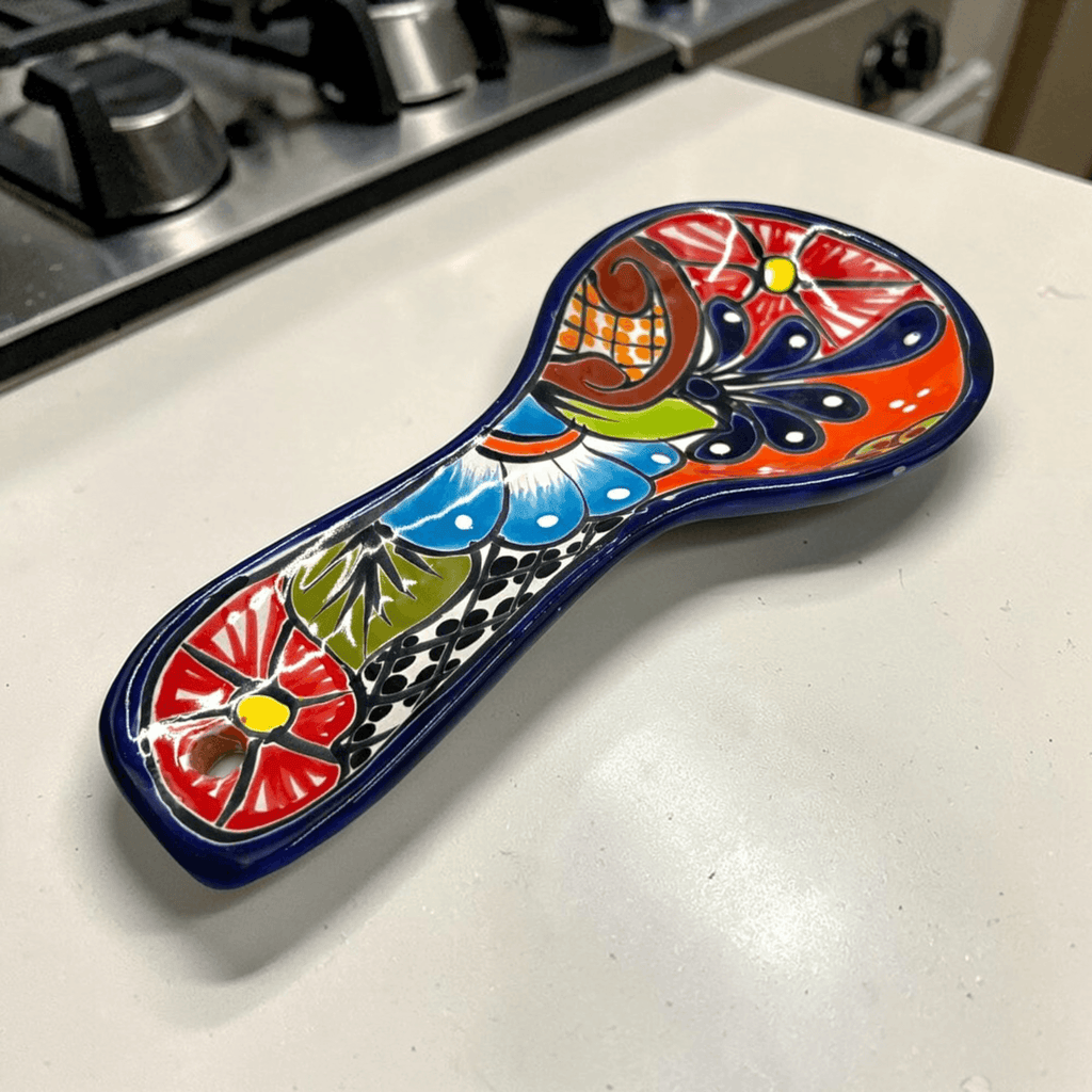 Colorful Mexican Talavera Utensil Rest | Handmade Spoon Rest