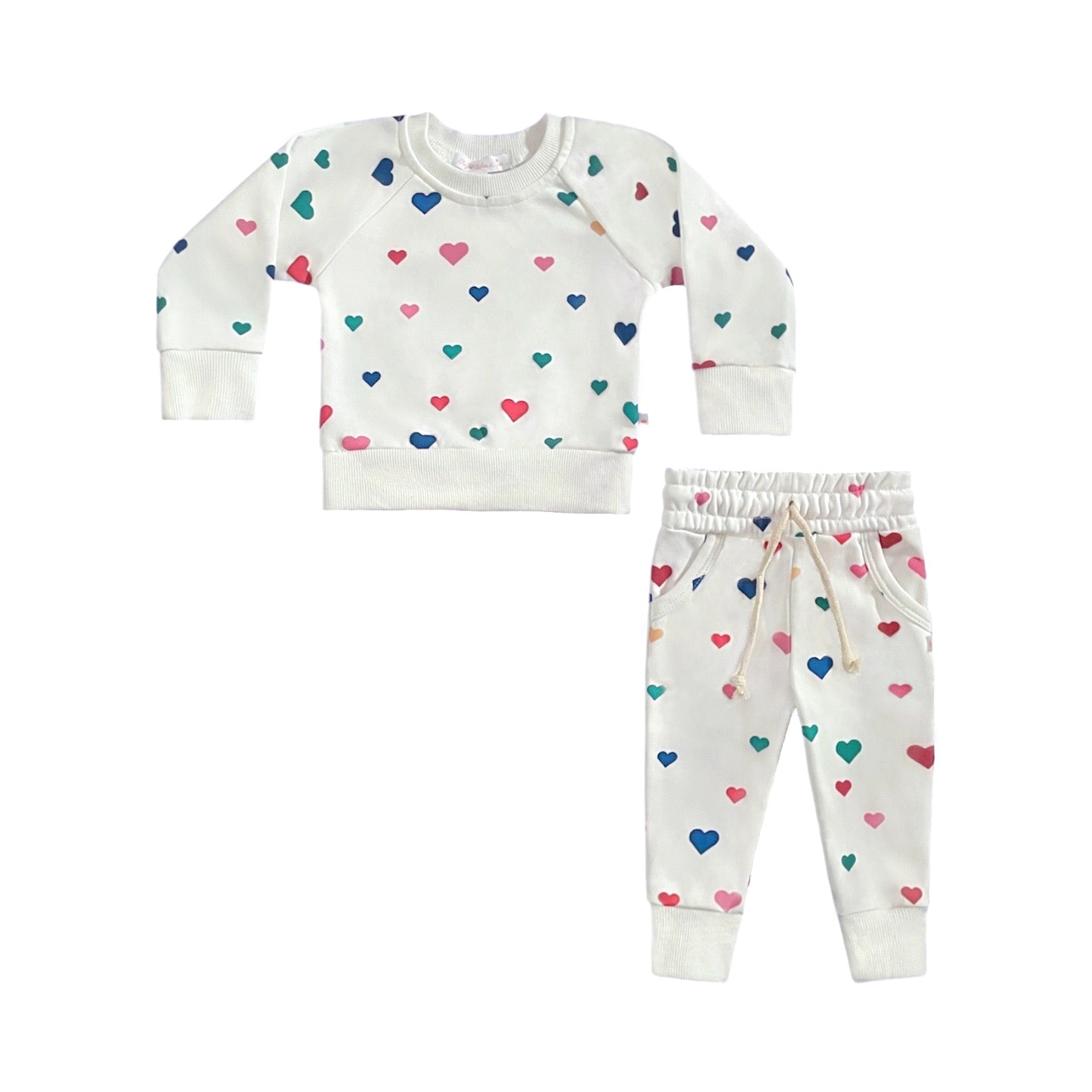 Sprinkle Of Hearts Sweatsuit Set in White