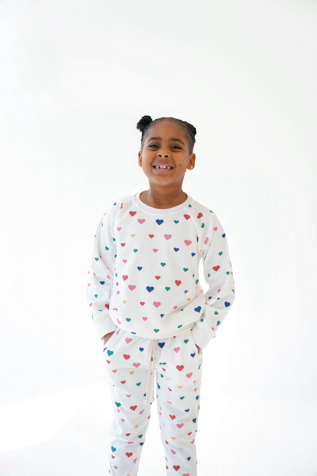 Sprinkle Of Hearts Sweatsuit Set in White