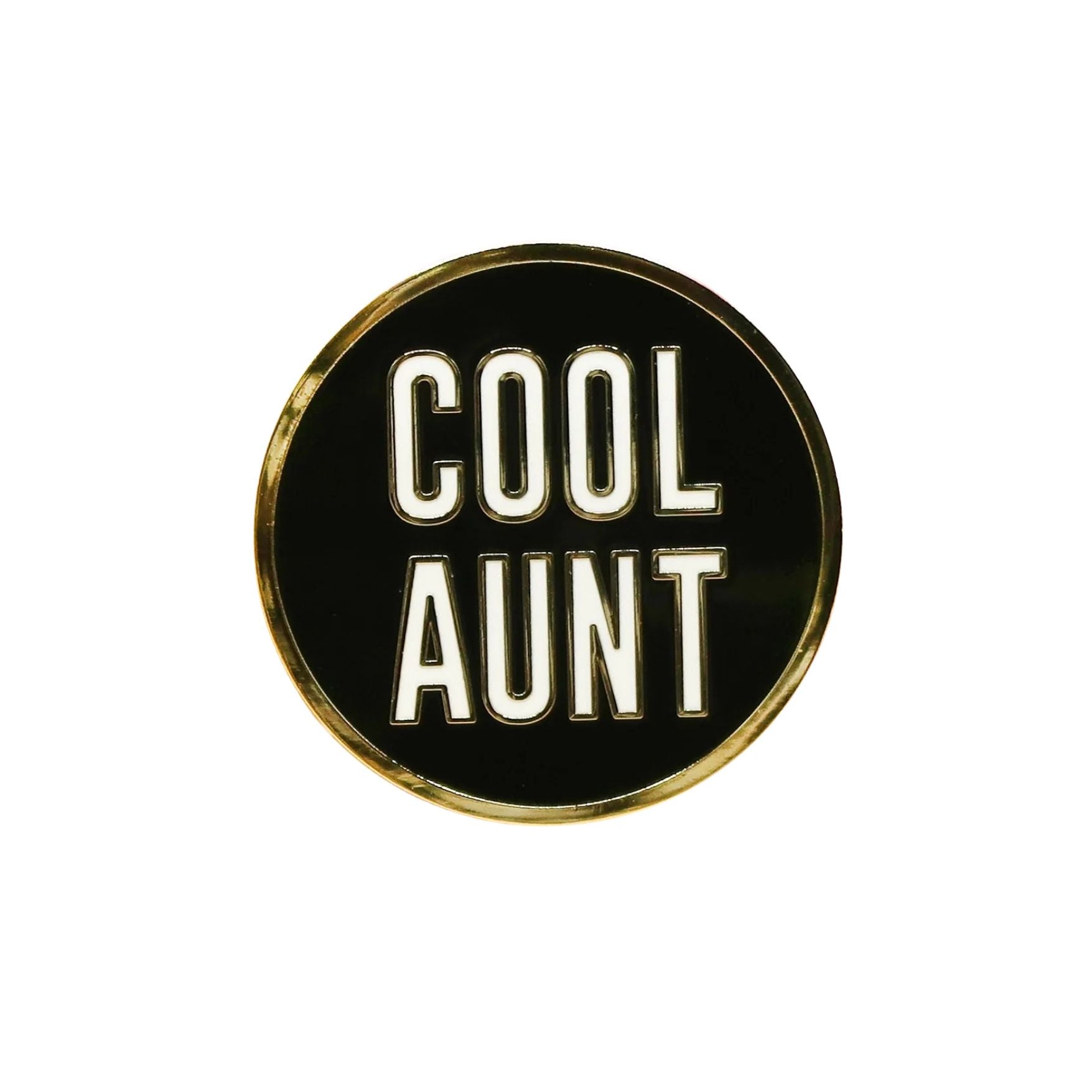 Cool Aunt Brass Lapel Pin in Black or Pink
