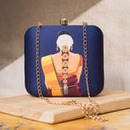 Lady in Saree with Traditional Hairdo Printed Clutch