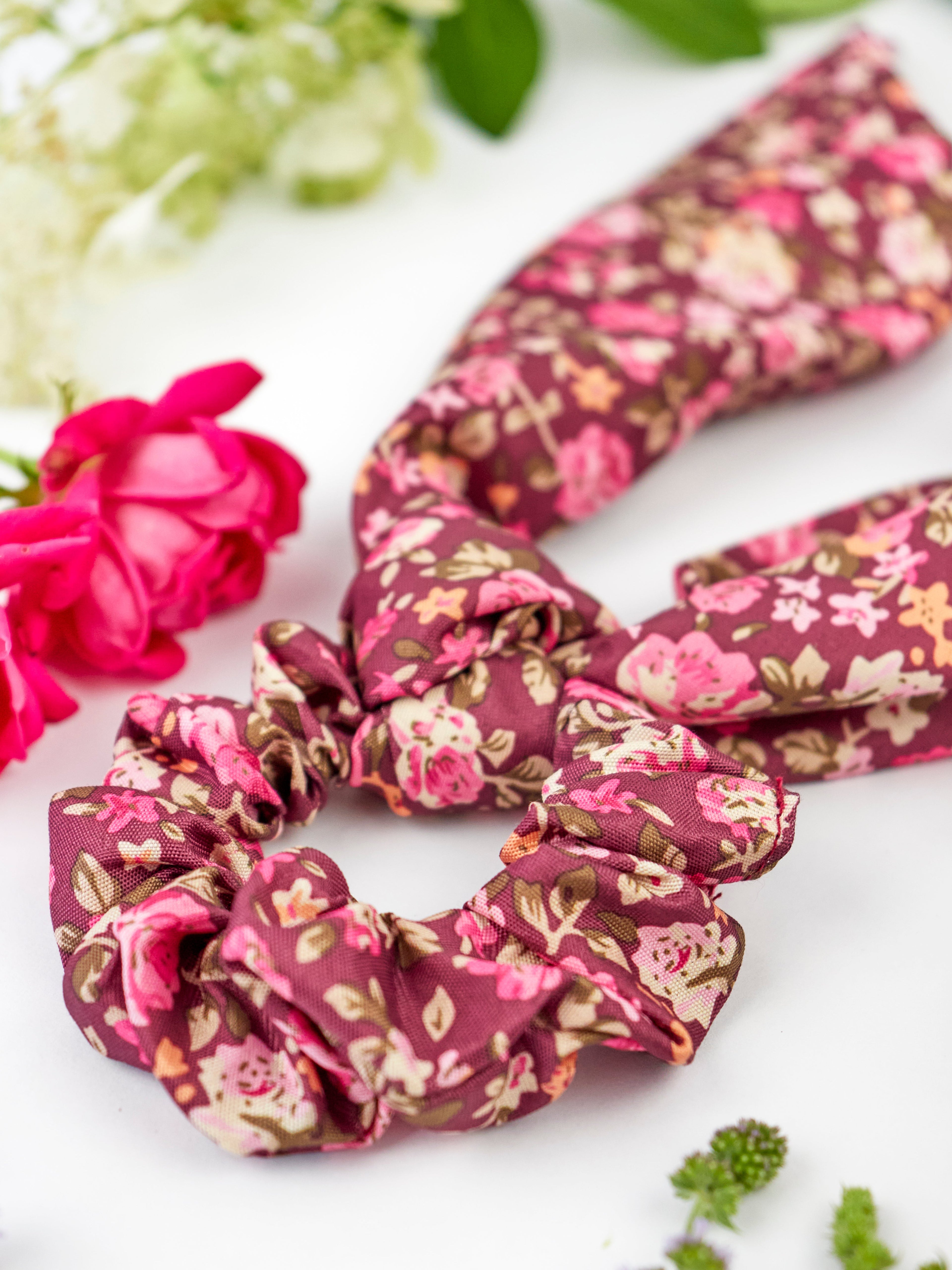 Cottage Rose Scarf Scrunchie