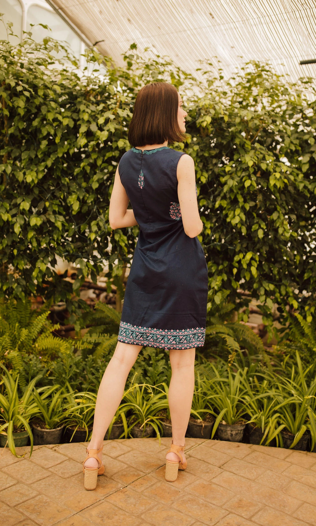 Sayona Cotton Mini Dress with Block Print by Raas
