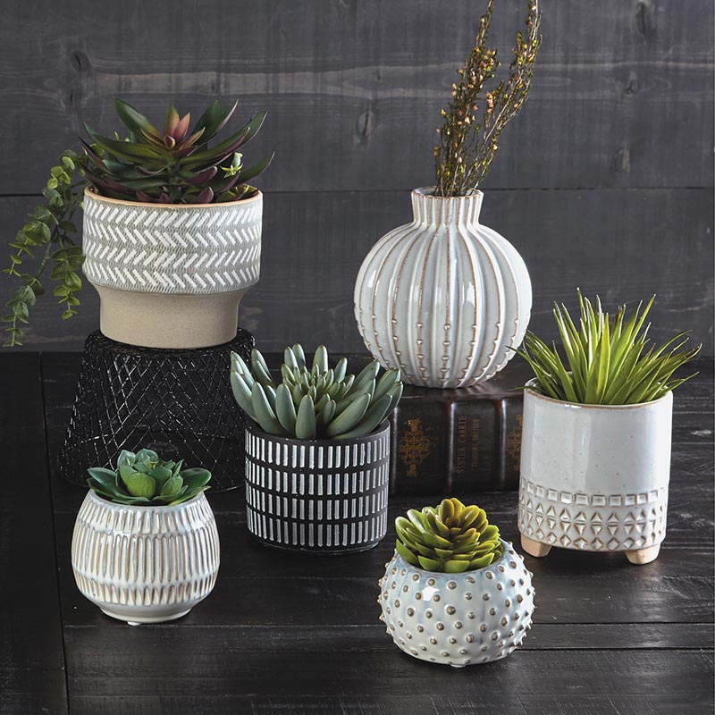 Cream Dot Pot Planter | Round Indoor Planter for Succulents Small Plants