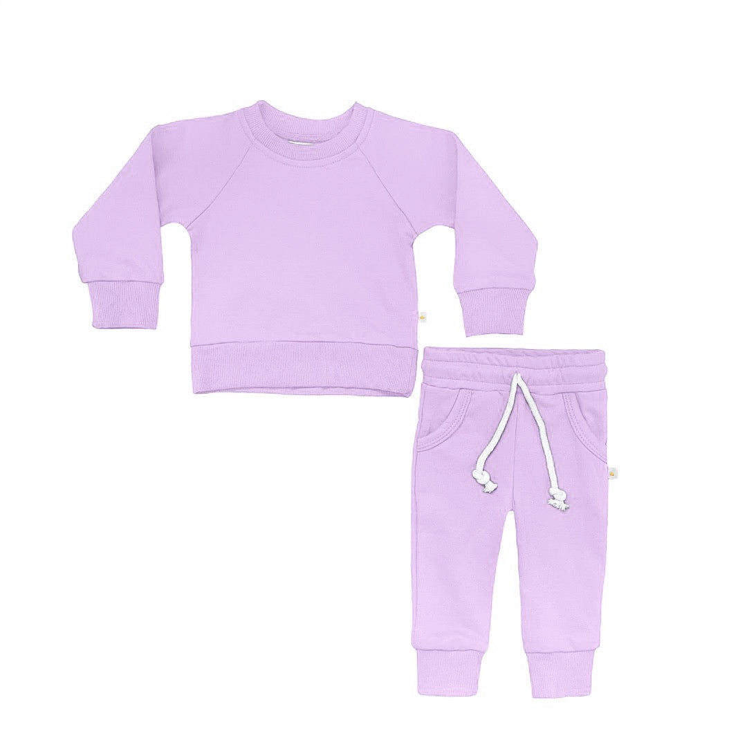 Lilac Crewneck Terry Sweatshirt Sweatpant 2pc Sweatsuit Set