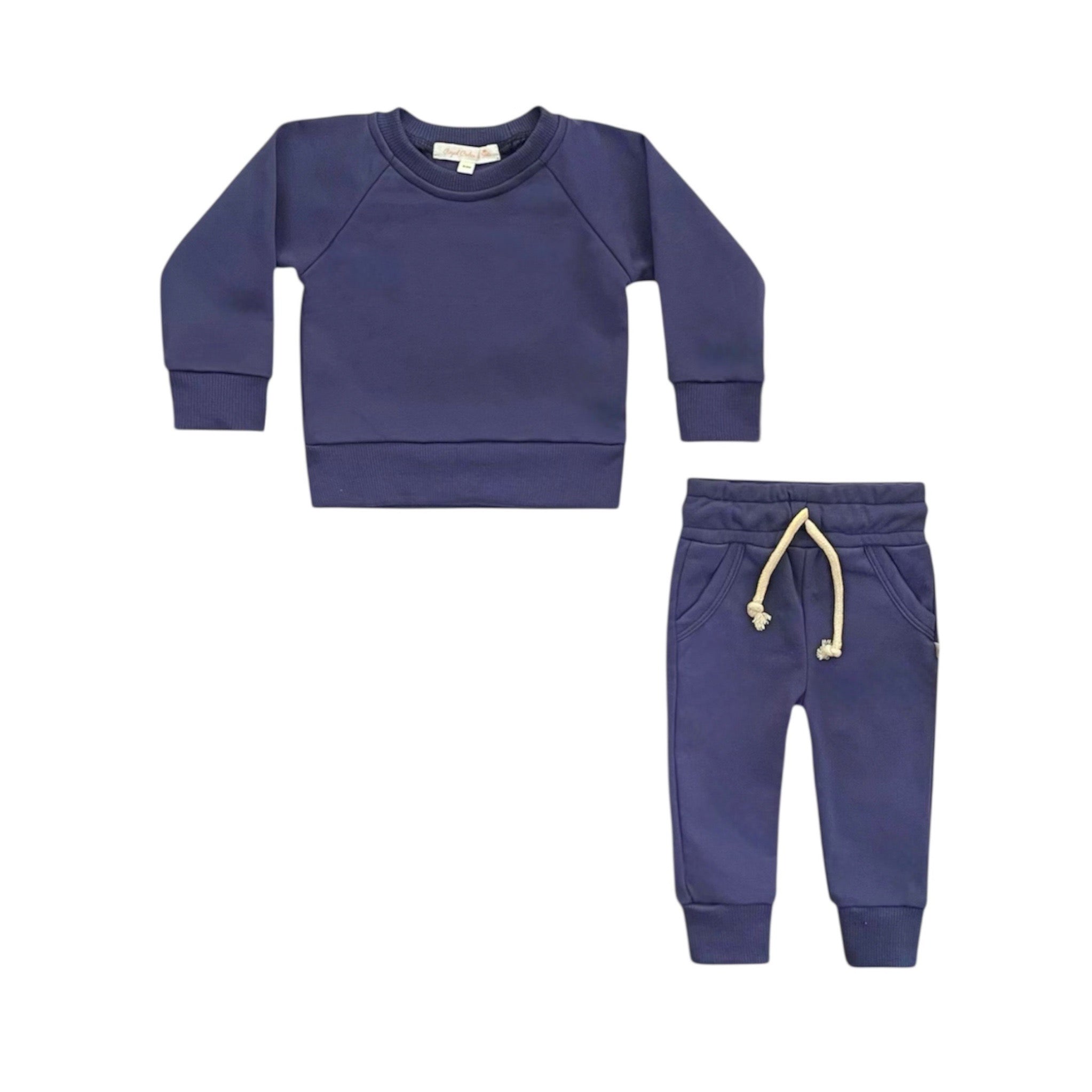 Indigo Crewneck Terry Sweatshirt Sweatpant 2pc Sweatsuit Set
