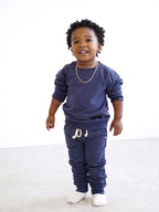 Indigo Crewneck Terry Sweatshirt Sweatpant 2pc Sweatsuit Set