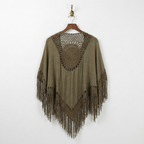 Crochet Back Tasseled Kimono | Bohemian Theme Cardigan Beachwear Cover-up