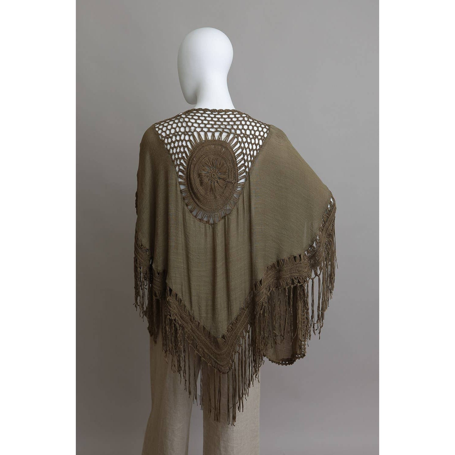 Crochet Back Tasseled Kimono | Bohemian Theme Cardigan Beachwear Cover-up