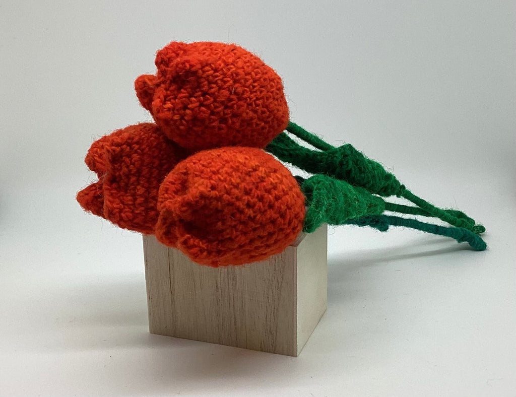 Handmade Fair Trade Wool Tulip – Eco-Friendly, Crocheted, Unique Floral Decoration
