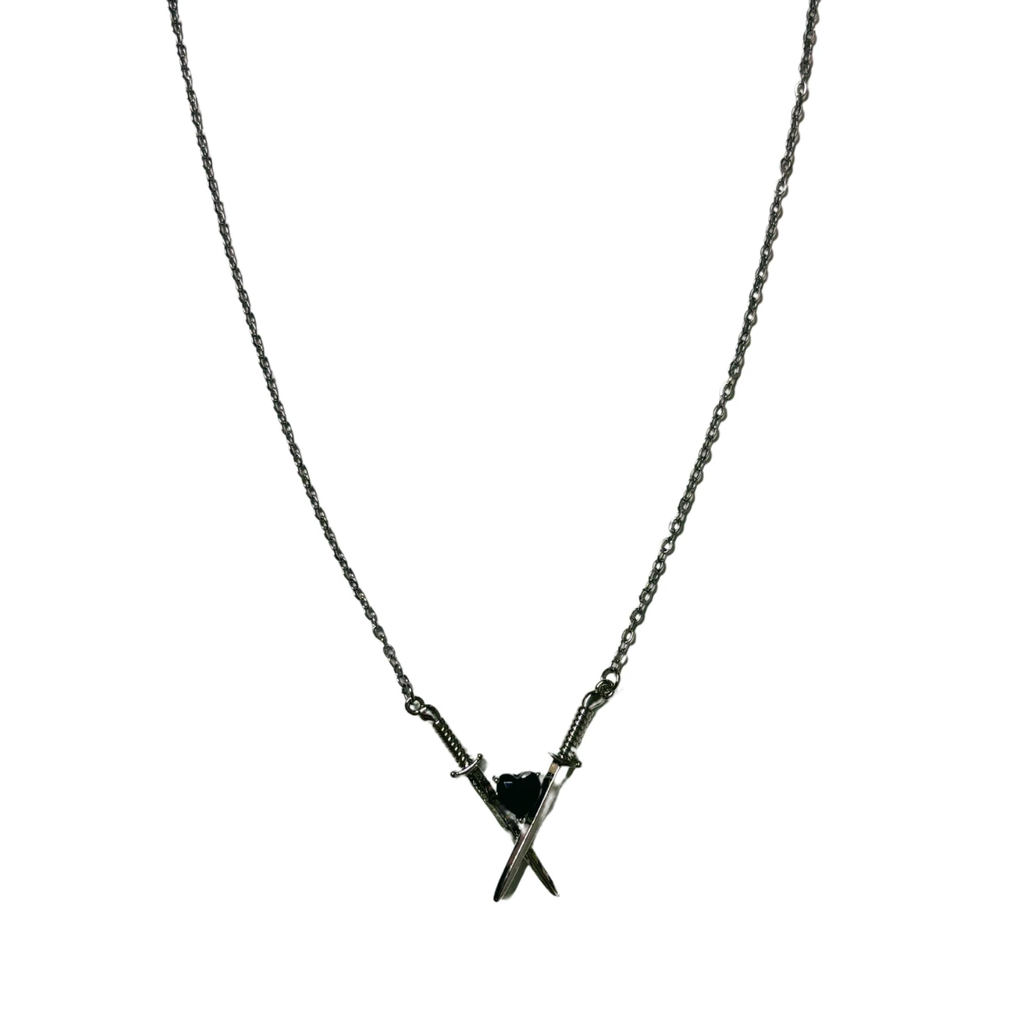 Crossed Swords ⚔️🖤⚔️ Necklace in Silver by The Bullish Store