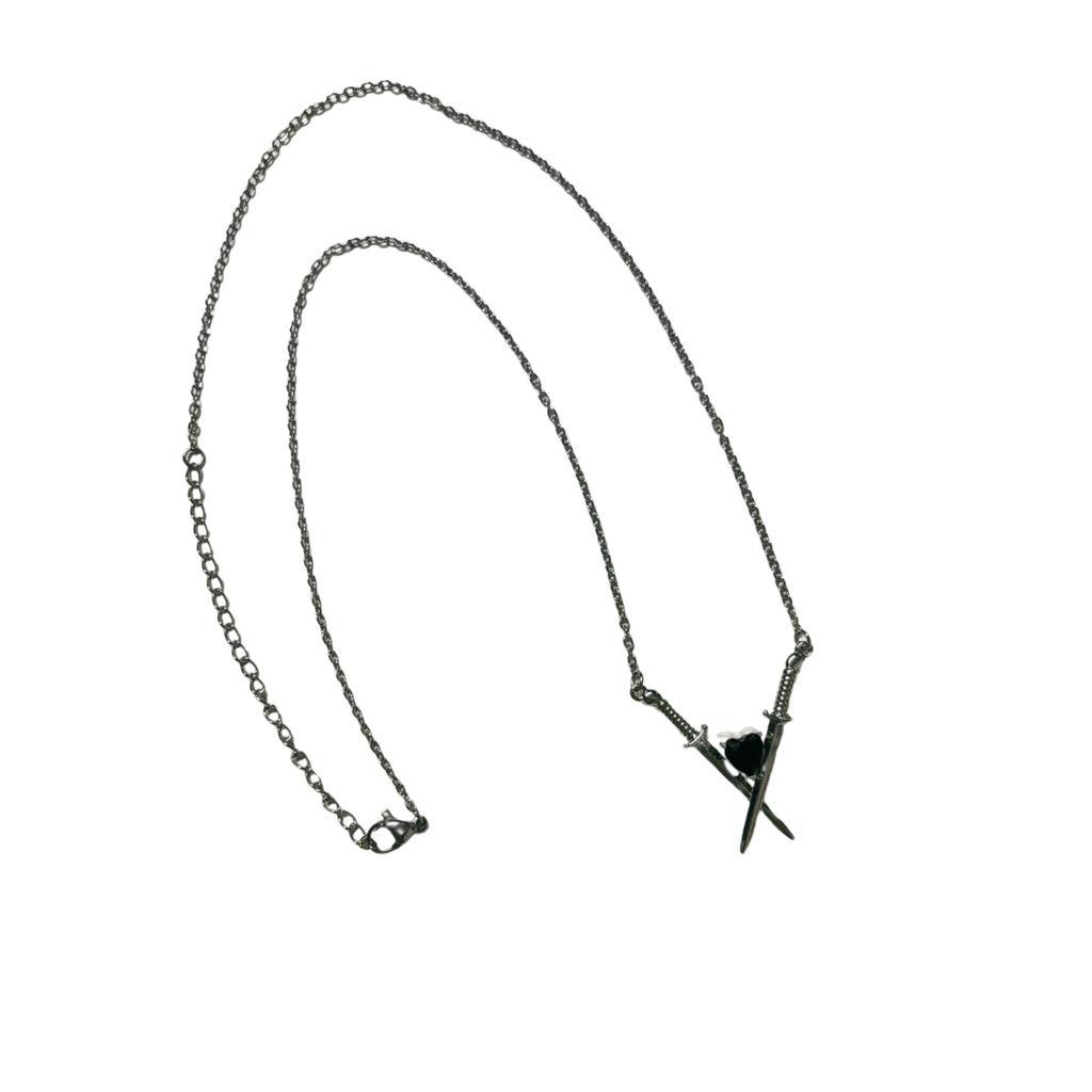 Crossed Swords ⚔️🖤⚔️ Necklace in Silver by The Bullish Store