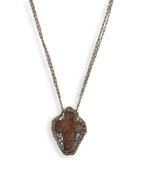 Agate Cross Necklace with18k gold-filled wirework