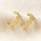Crystal Daisy Hoop Earrings in Gold | Designed in the UK | 14K Gold Plated Brass by The Bullish Store