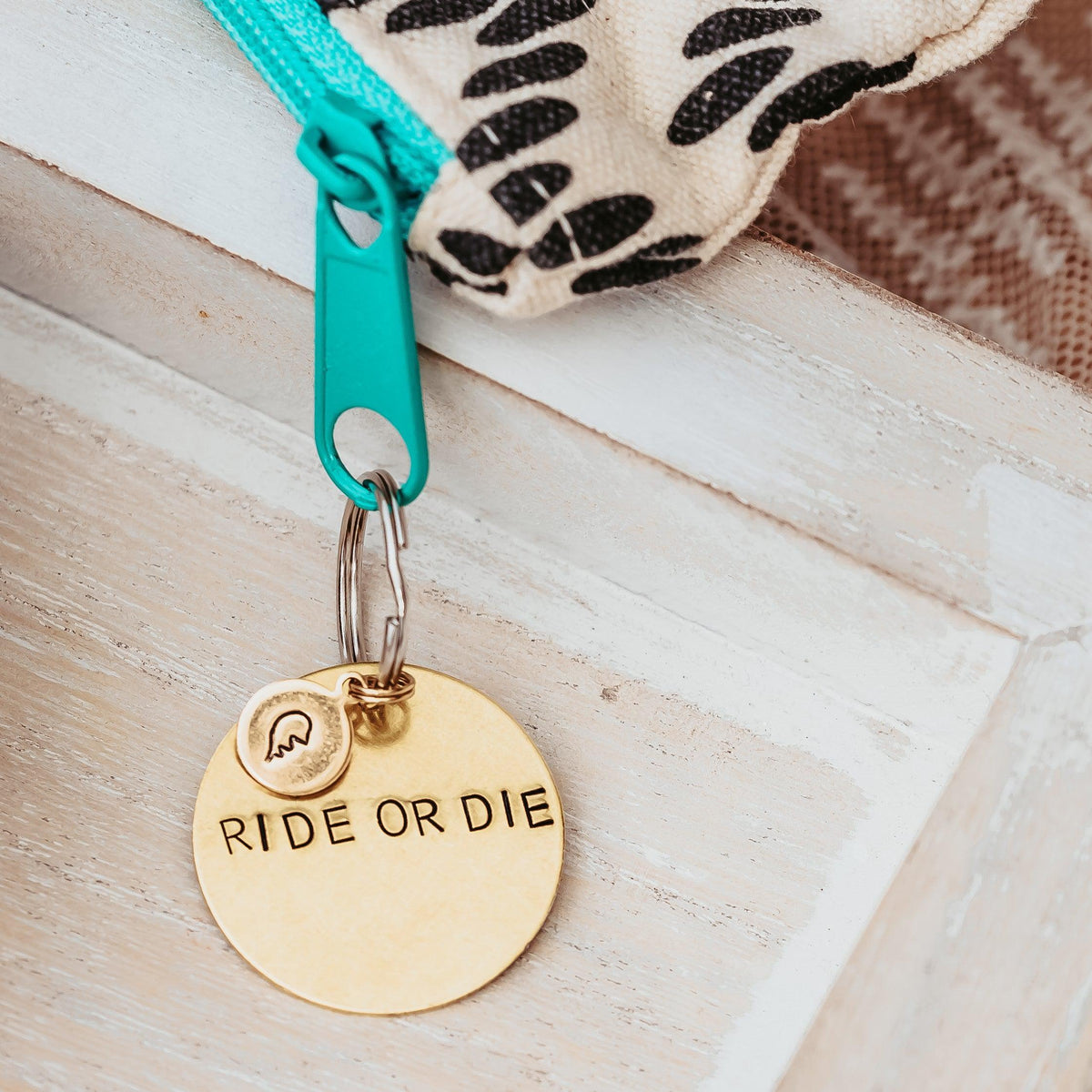 Custom Brass Disc Keychain with Tiny Tag