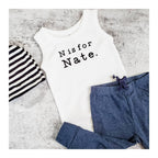Custom Name Sleeveless Organic Cotton Baby Bodysuit