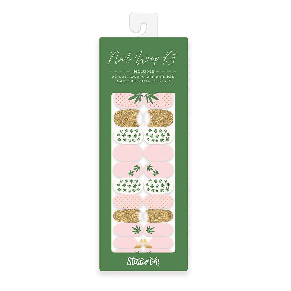 Cute Cannabis Nail Wrap Kit | Nail Care Arts Tools Accessories | On-the-go Travel Kit