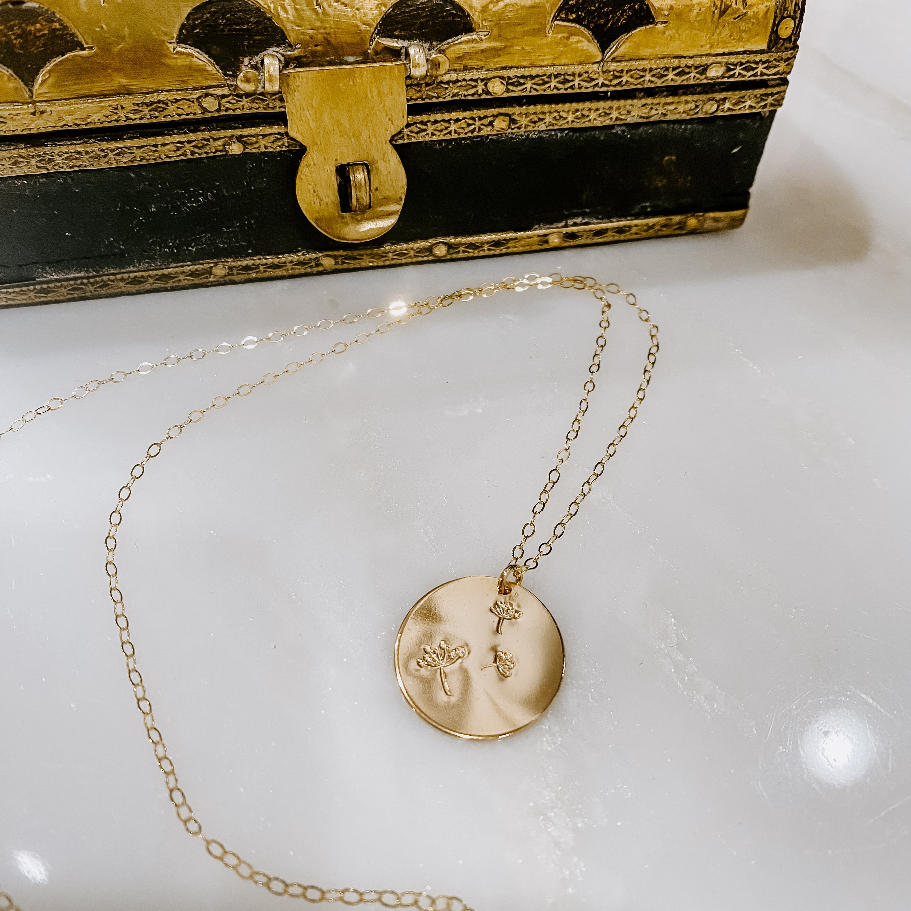 Hand Stamped Wish Coin Necklace