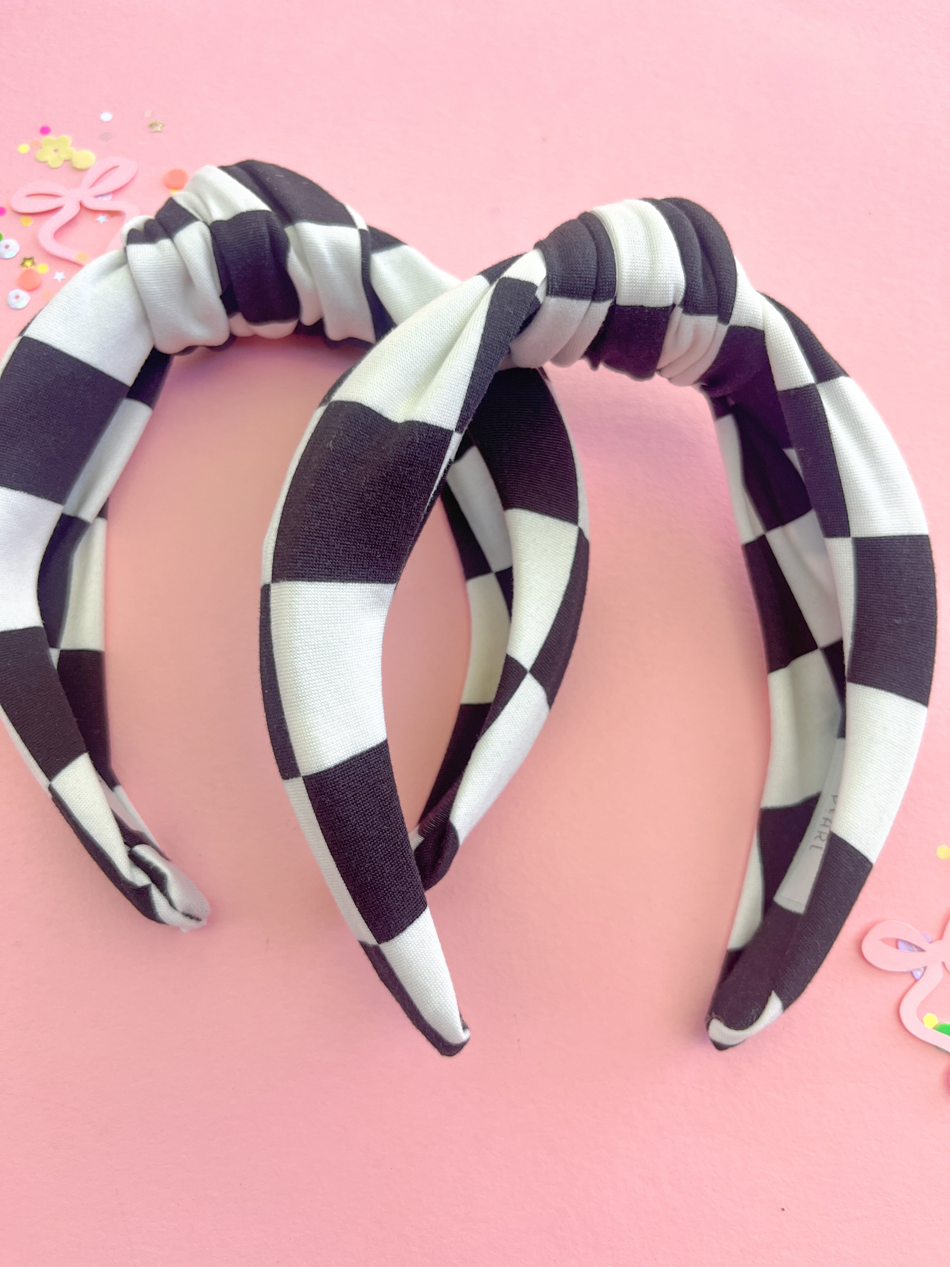 Black & White Checkered Knotted Headband
