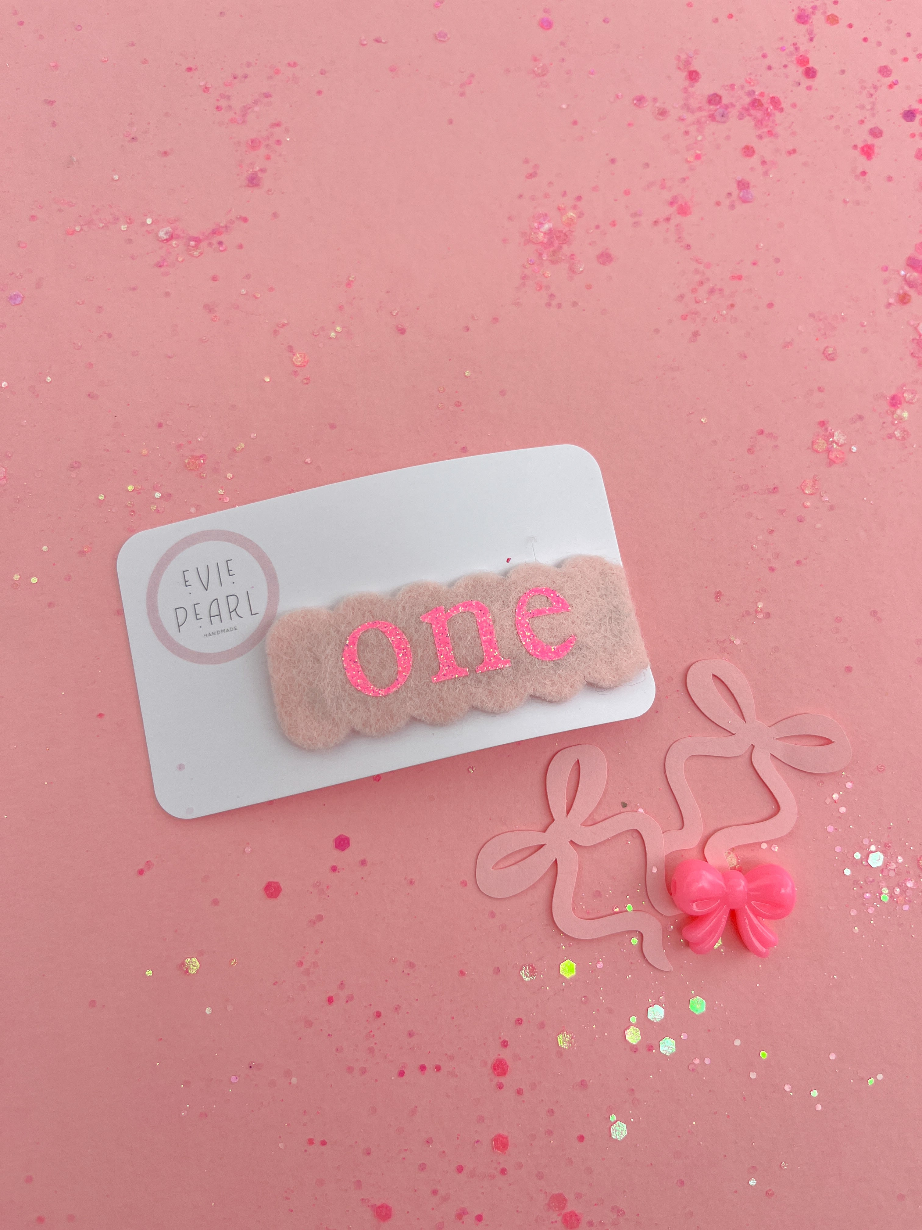 One Hot Pink Glitter Snap Clip