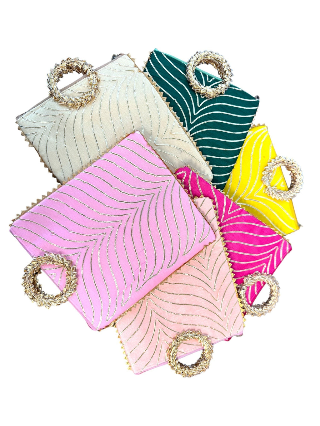 Gota Patti Bag With Handle & Zipper, Set of 6
