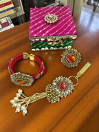 Combo of Bangle with Rose Booties, Satka & Ring in Gift Box (Assorted)
