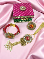 Combo of Bangle with Rose Booties, Satka & Ring in Gift Box (Assorted)