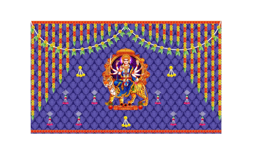 5x8 Feet Durga Fabric Reusable Backdrop Banner for Durga Pooja/Navratri (1034)