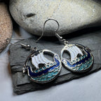 Oslo Viking Longship Enamel Earrings - Norse Jewelry